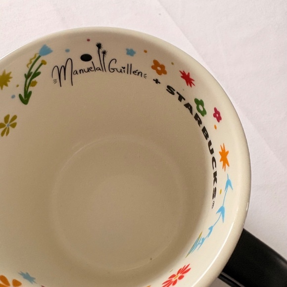 Starbucks Manuela Guillen 2023 Black Floral Mug 14 oz Microwave/Dishwasher Safe - Picture 6 of 9